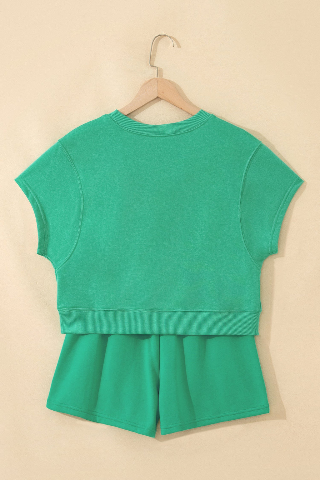Solid Loose Tee & Drawstring Shorts Set