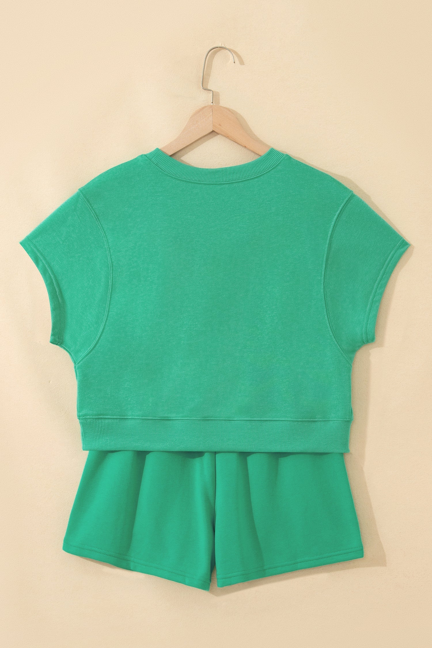 Solid Loose Tee & Drawstring Shorts Set