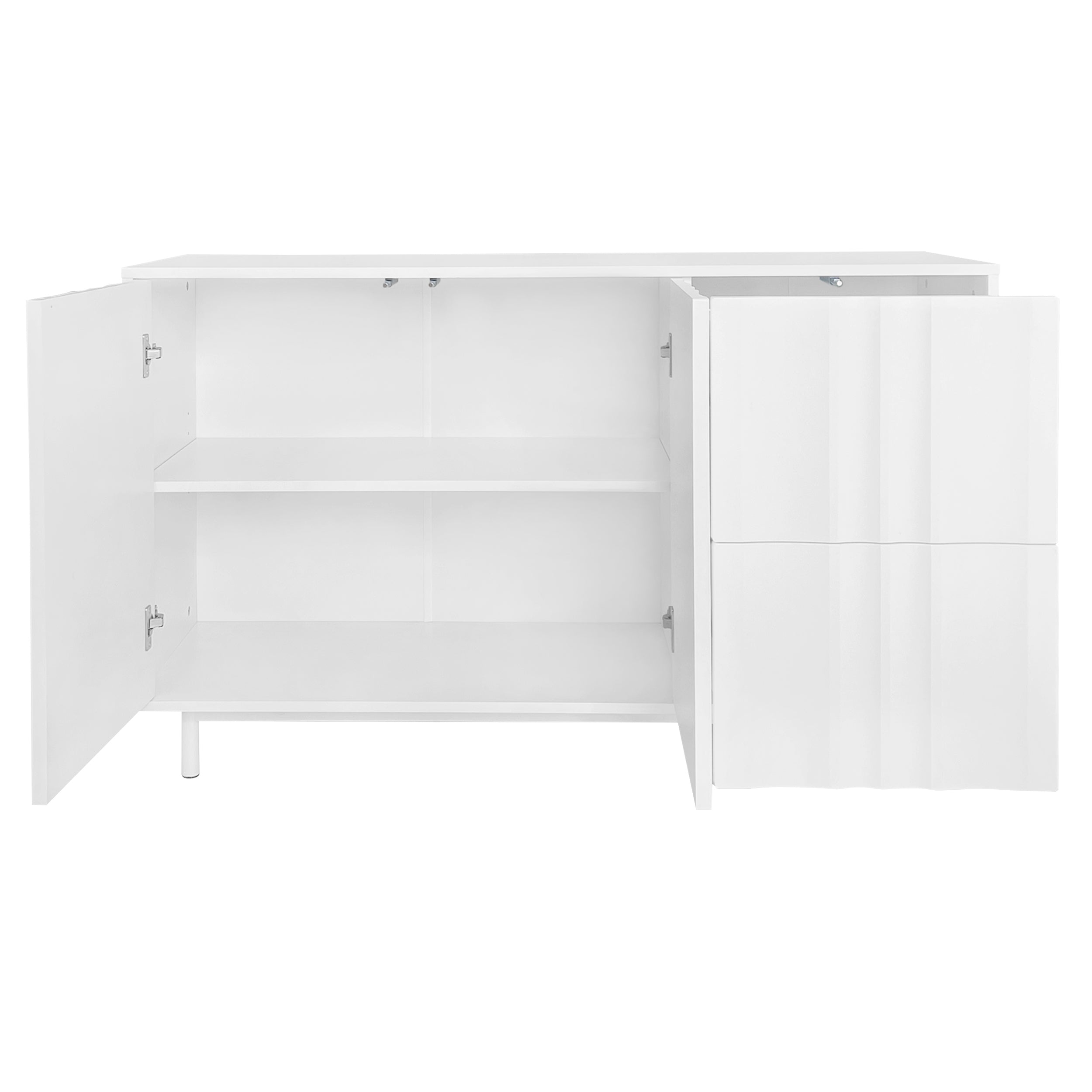 47.2' Buffet Sideboard Cabinet with 2 Doors And Drawers, Adjustable Shelf, Metal Legs Wave Pattern Kitchen Pantry Cabinets for Dining Room, Bedroom, Living Room