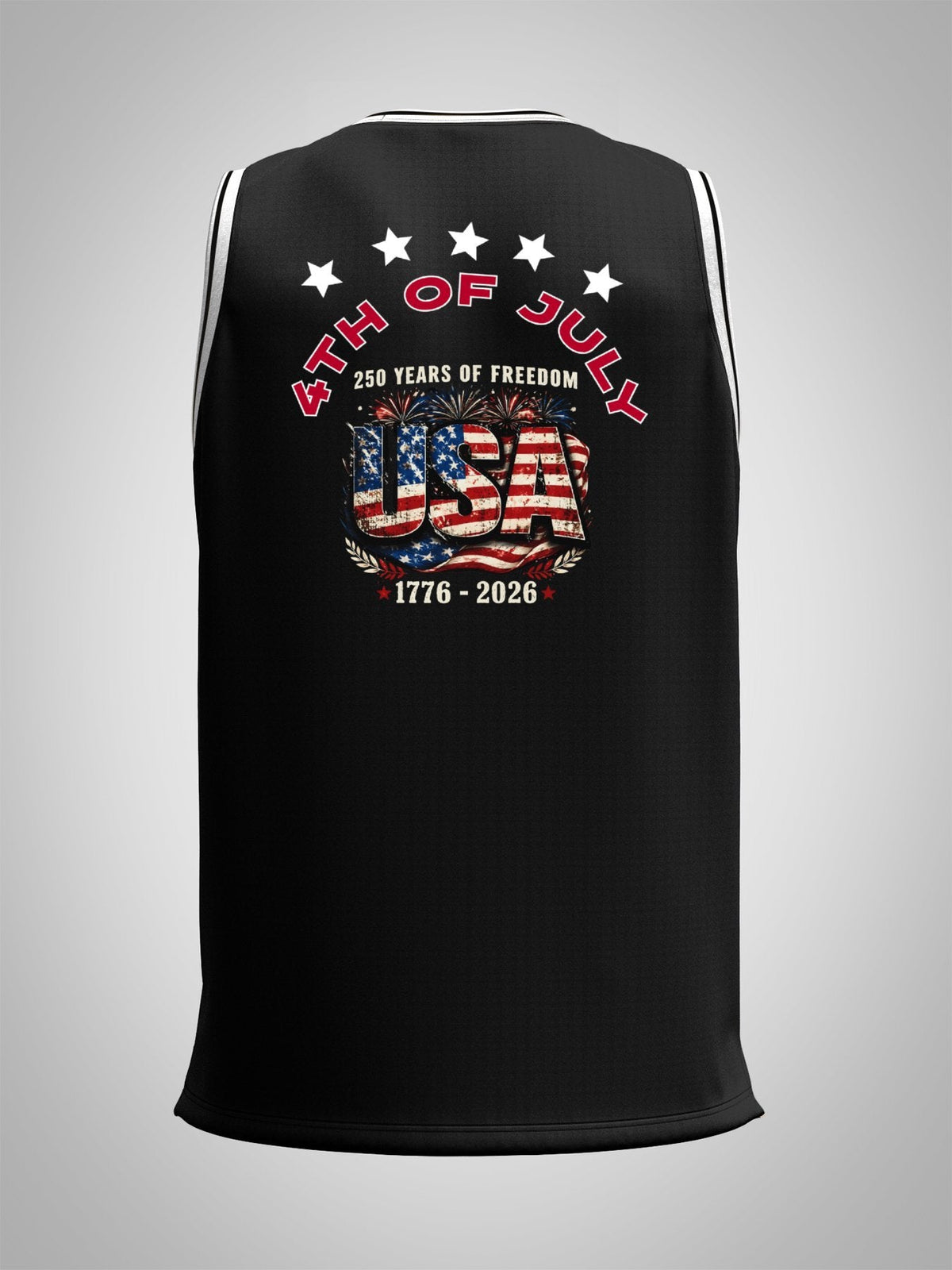 4th of July Adult Black Basketball Jersey | Ships From USA