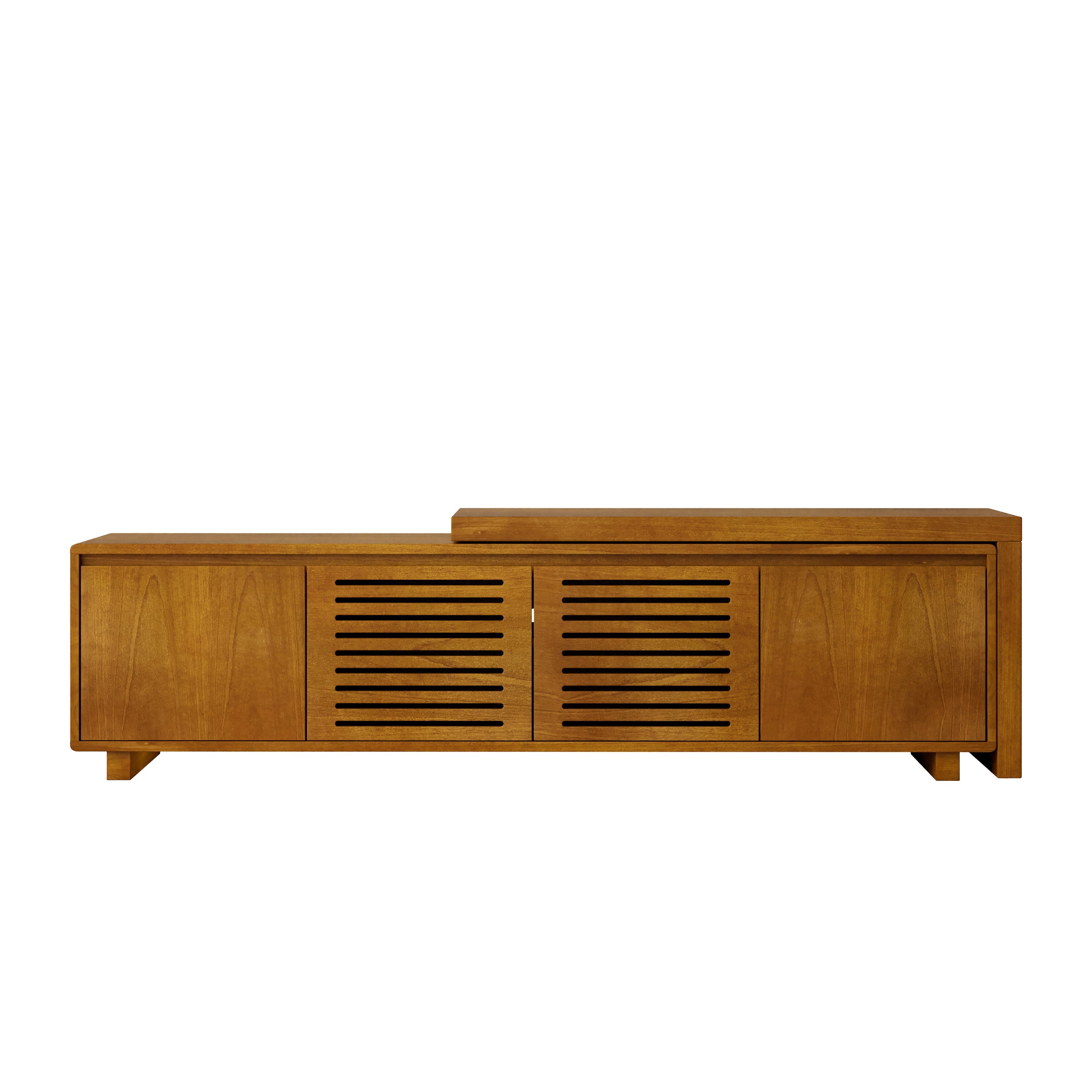 63' Mid-Century Modern Extendable TV Stand for TVs up to 75', Media Console TV Cabinet for Living Room, Farmhouse Entertainment Cabinet with Storage & Adjustable Panel