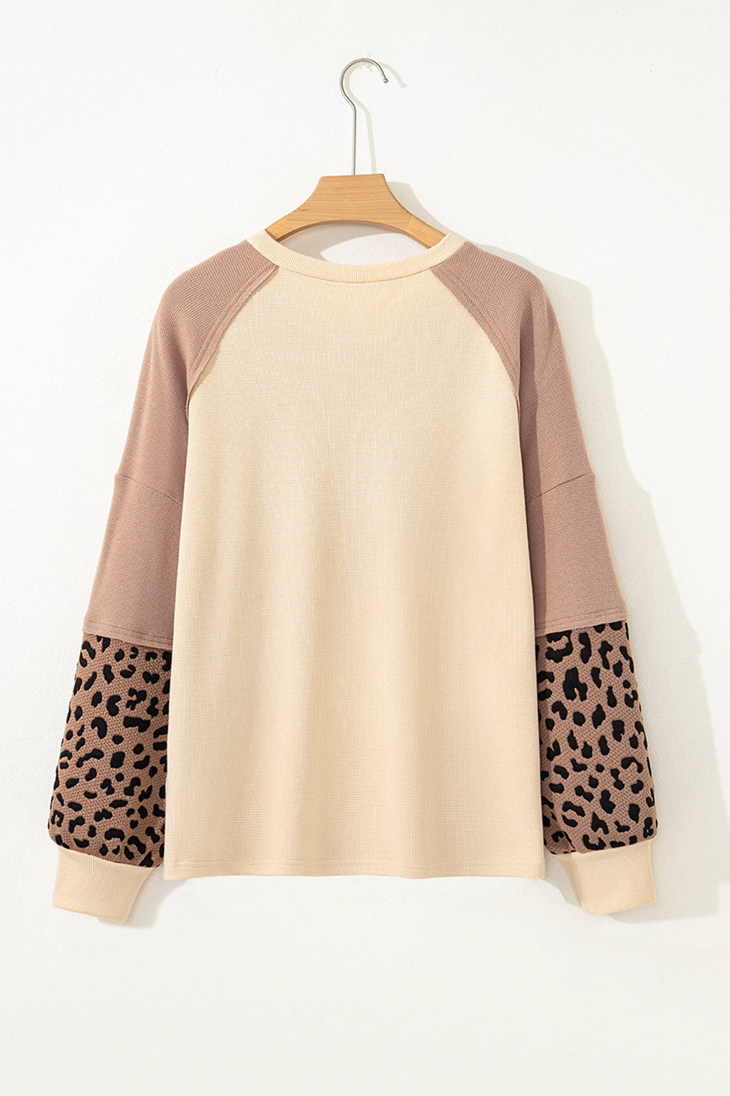Leopard Star Colorblock Patchwork Textured Baggy Sweatshirt