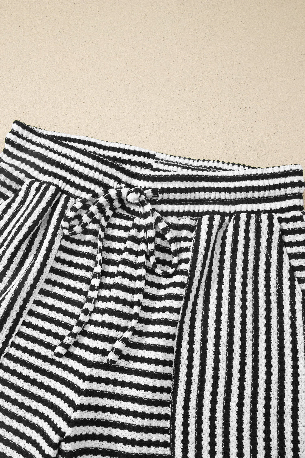 Stripe Textured Knit Top & Short Set