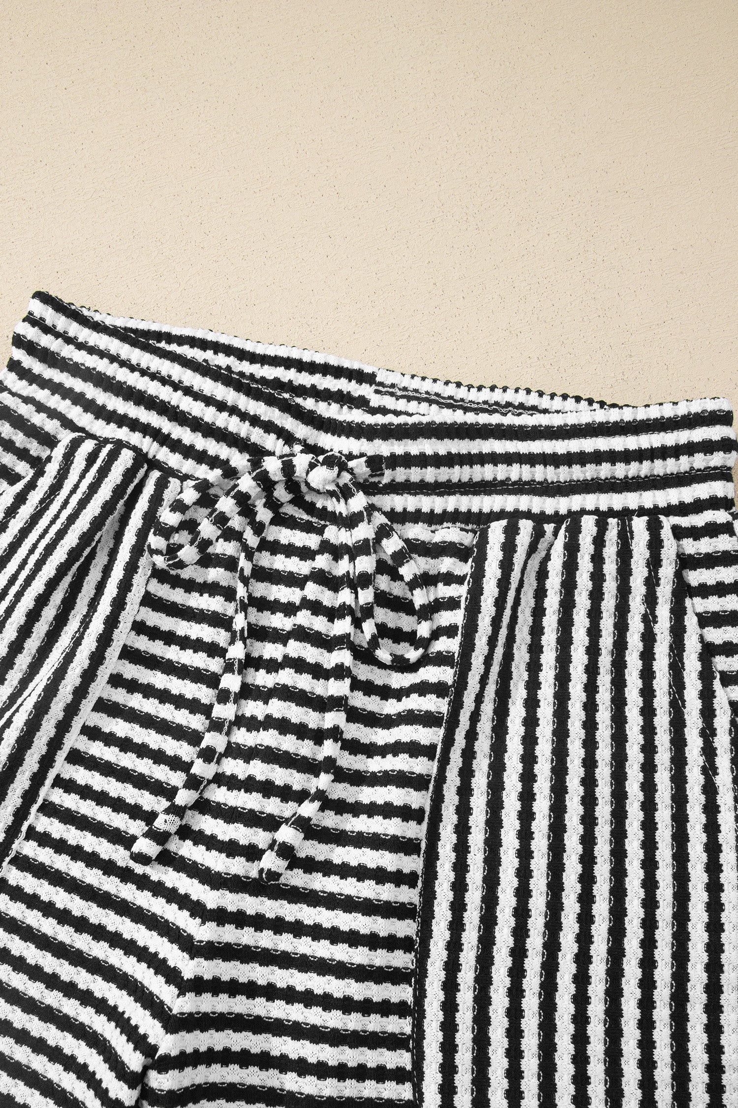 Stripe Textured Knit Top & Short Set