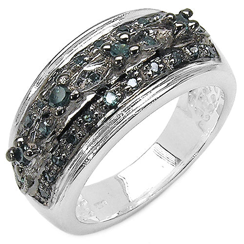 0.27 Carat Genuine Blue Diamond .925 Sterling Silver Ring