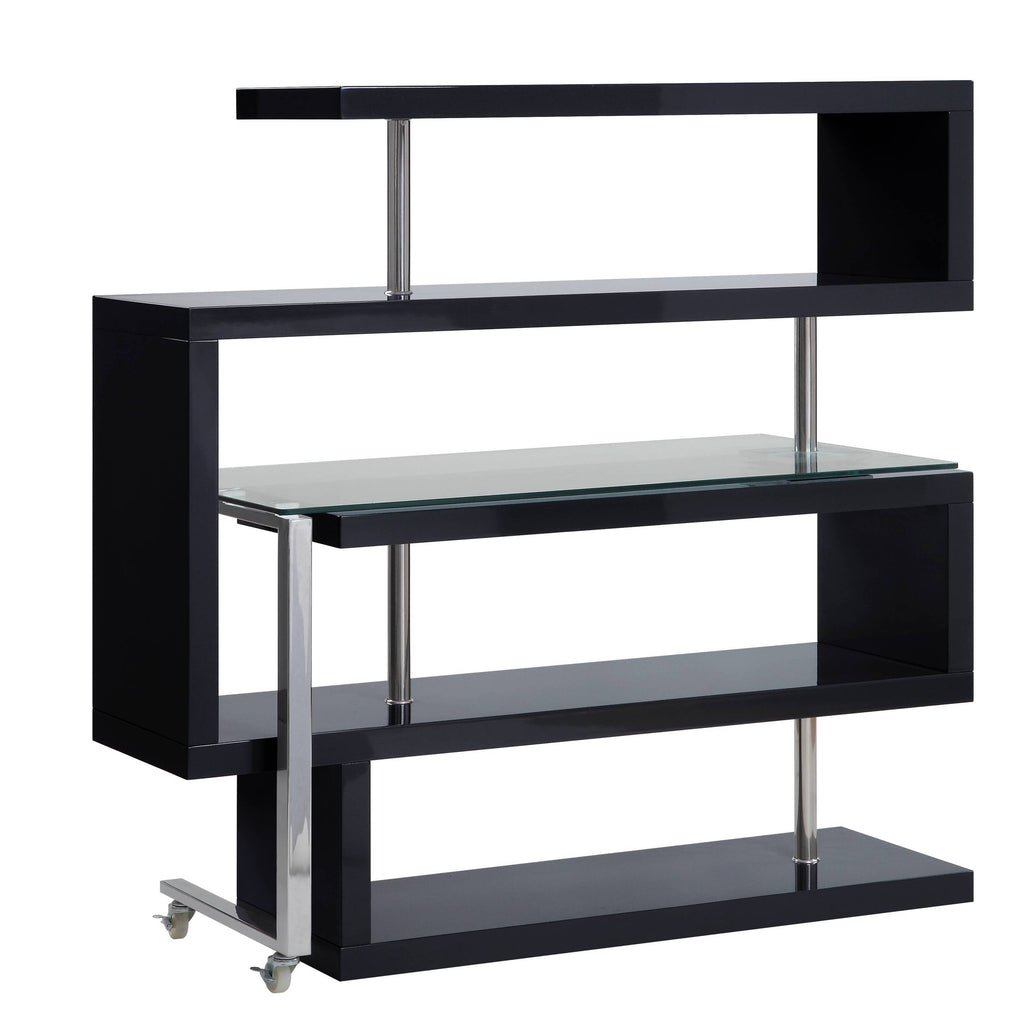 Buck II Clear Glass, Chrome High Gloss Finish Writing Desk with Shelf