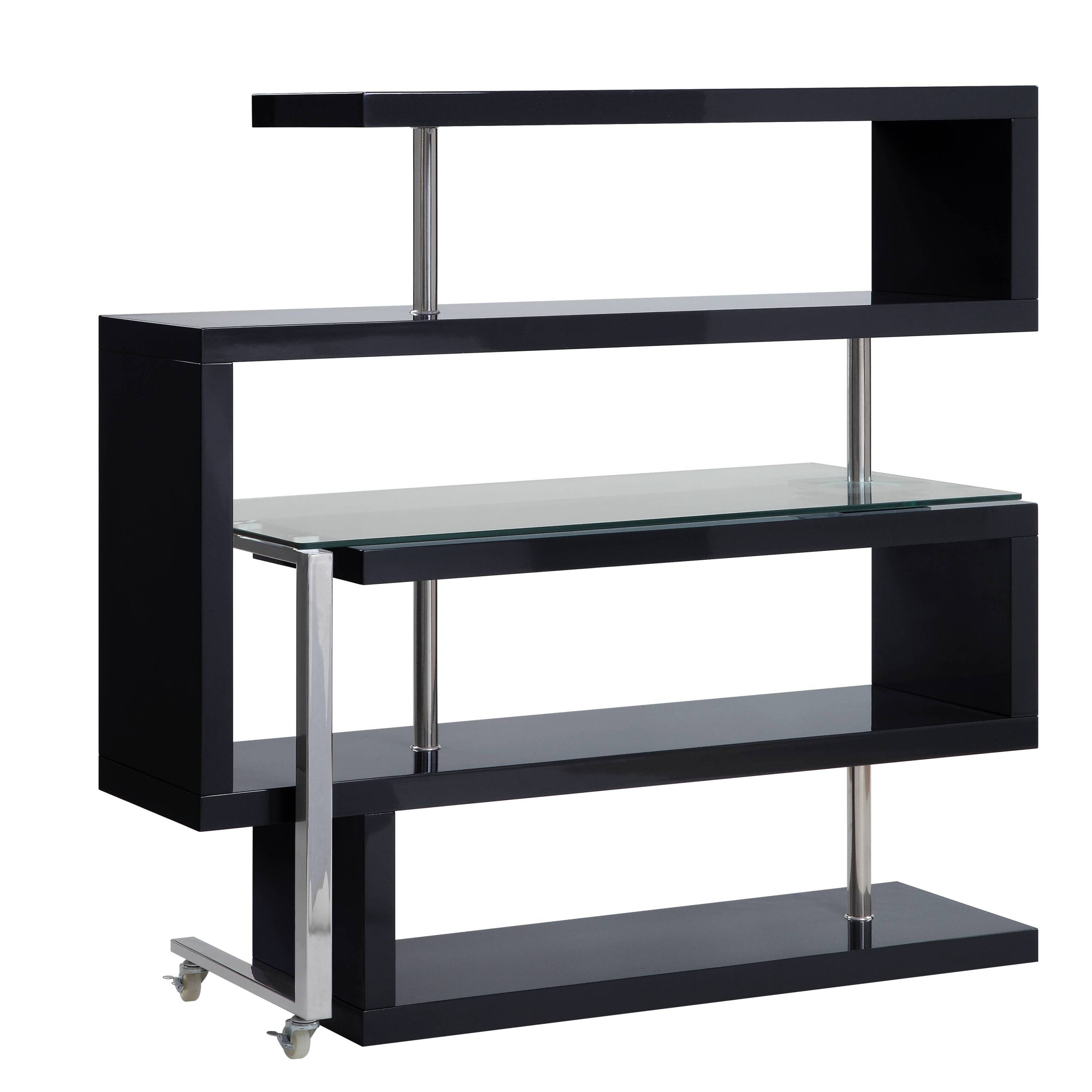 Buck II Clear Glass, Chrome High Gloss Finish Writing Desk with Shelf