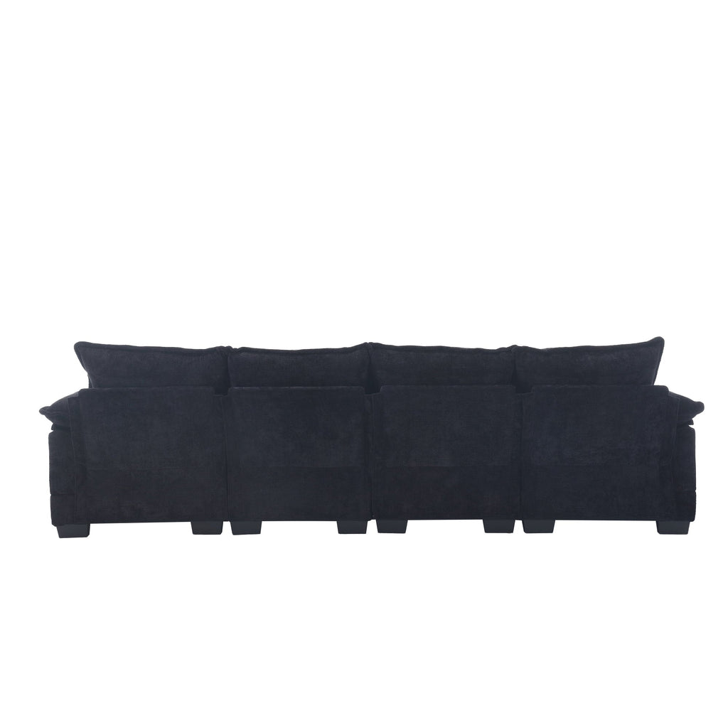 UNITED WE WIN Chenille, high quality sponge filling, solid wood frame, oversized four-seater, U-shaped combination sofa