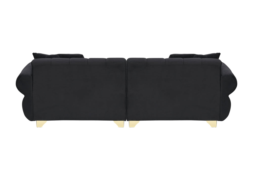 89-inch spring-wrapped cushions, 3 flannelette sofas, stylish metal feet and 4 throw pillows make for a modern living room bedroom