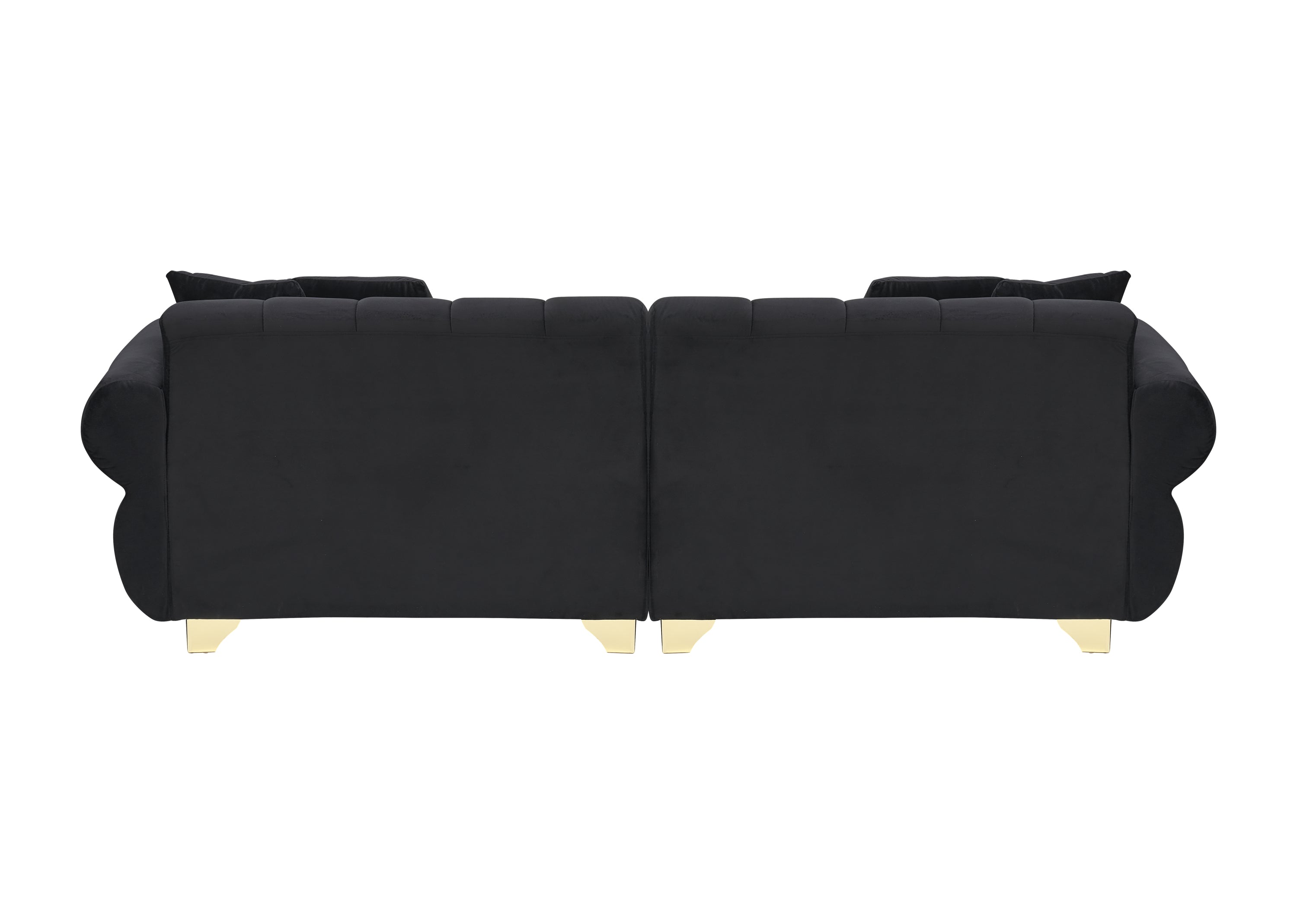 89-inch spring-wrapped cushions, 3 flannelette sofas, stylish metal feet and 4 throw pillows make for a modern living room bedroom