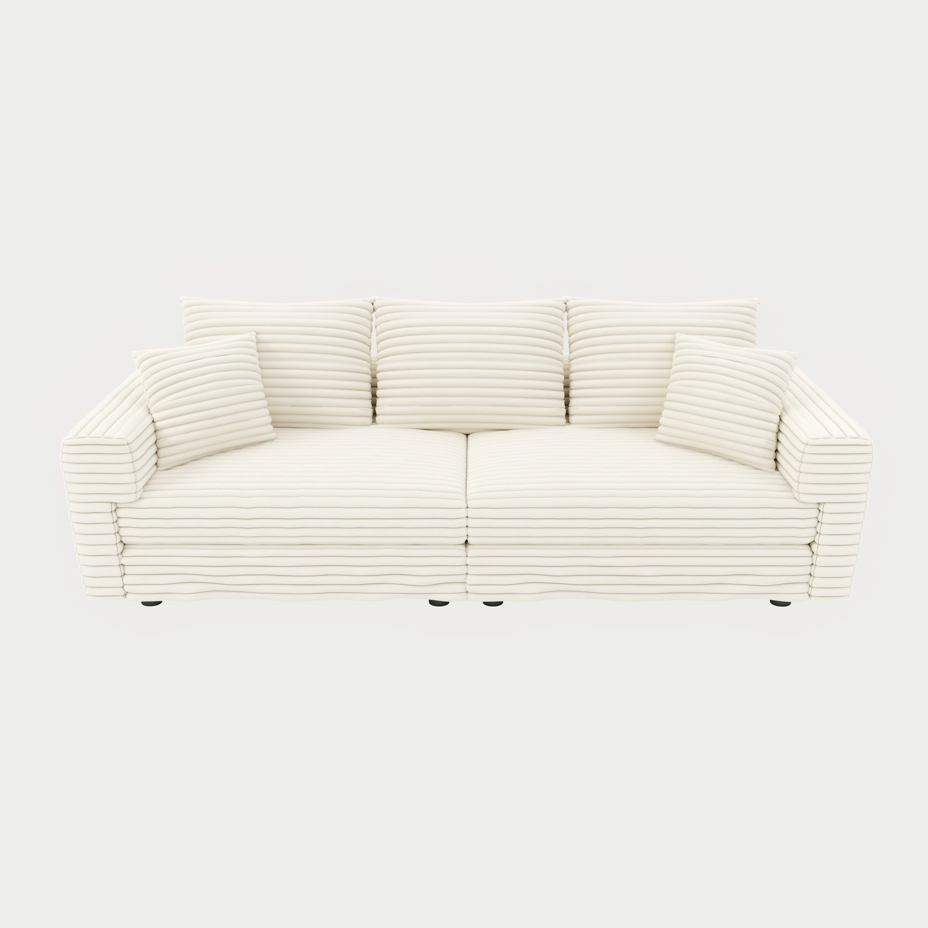 82.7 ' Plush Corduroy 3-Seat Sofa, Modern Comfy Upholstered Sofa Cloud Couch, Deep Seat Couches with Soft Pillows and 2 Ottomans, Convertible Sofa Lounge Chair, for Living Room,Apartment,Office,Beige