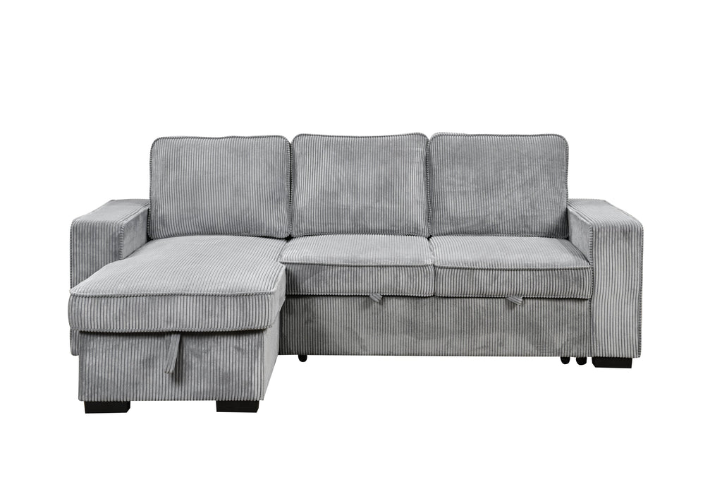 Modern Sofa L-Shaped Sectional Sofa Pull Out SofaBed Convertible Sleeper Sofa Bed with Storage Chaise & USB Port & Cup Holder for Living Room - Light Gray