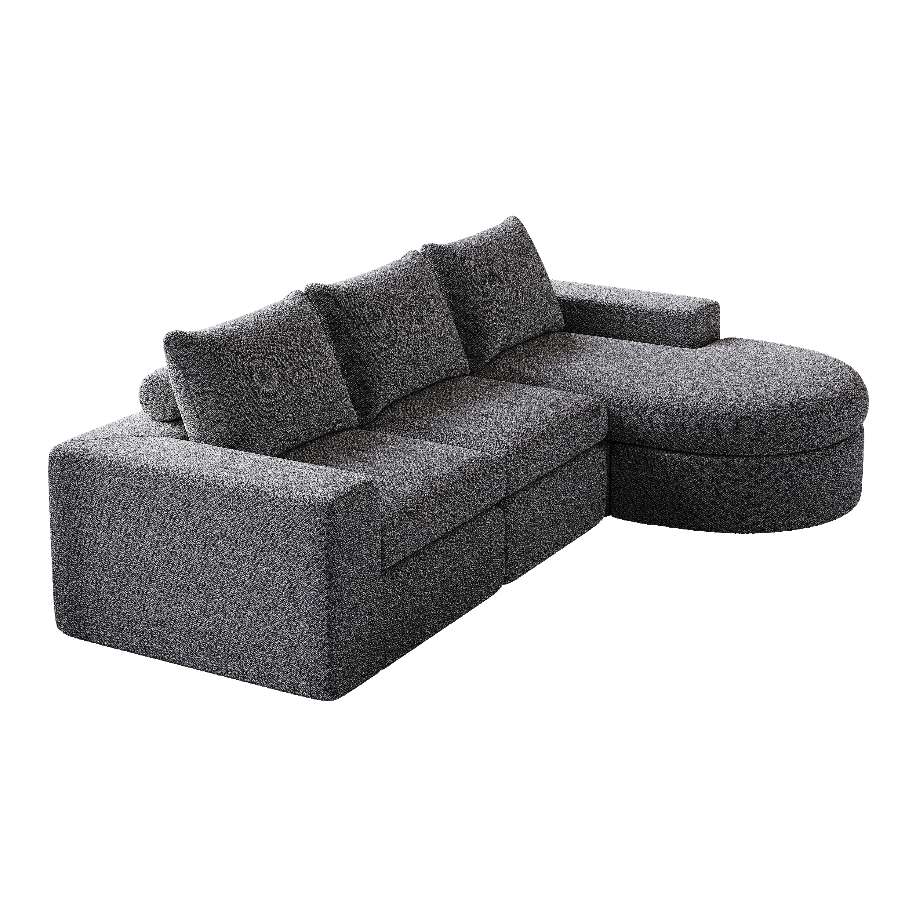 99-Inch Chenille Cloud Curved Sectional Sofa with Chaise, L-Shaped Modern Boneless Couch with Deep Seats, Chenille Sectional Sofa for Living Room and Bedroom, No Assembly Required