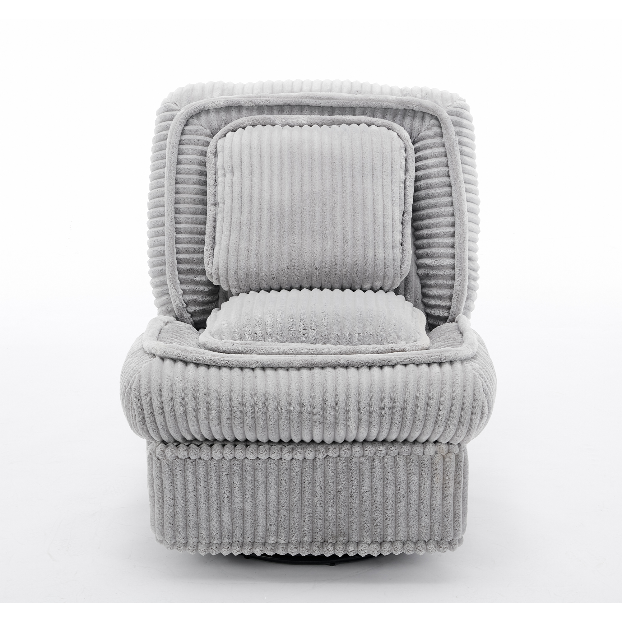 [NEW ARRIVED] 360° Swivel Rocking Single Sofa,Recliner Sofa, Manual Glider Rocking Armless Chair,Living Room Office, With Adjustable Backrest and Footrest and pillows, Small Spaces,Corduroy , Gray