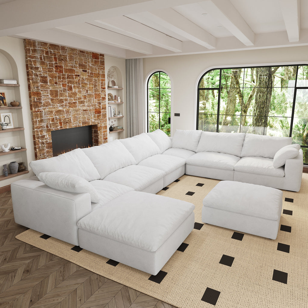 Large size modular cloud sofa 8 seater down sofa bed apartment living room sofa 8seater Assmble Need