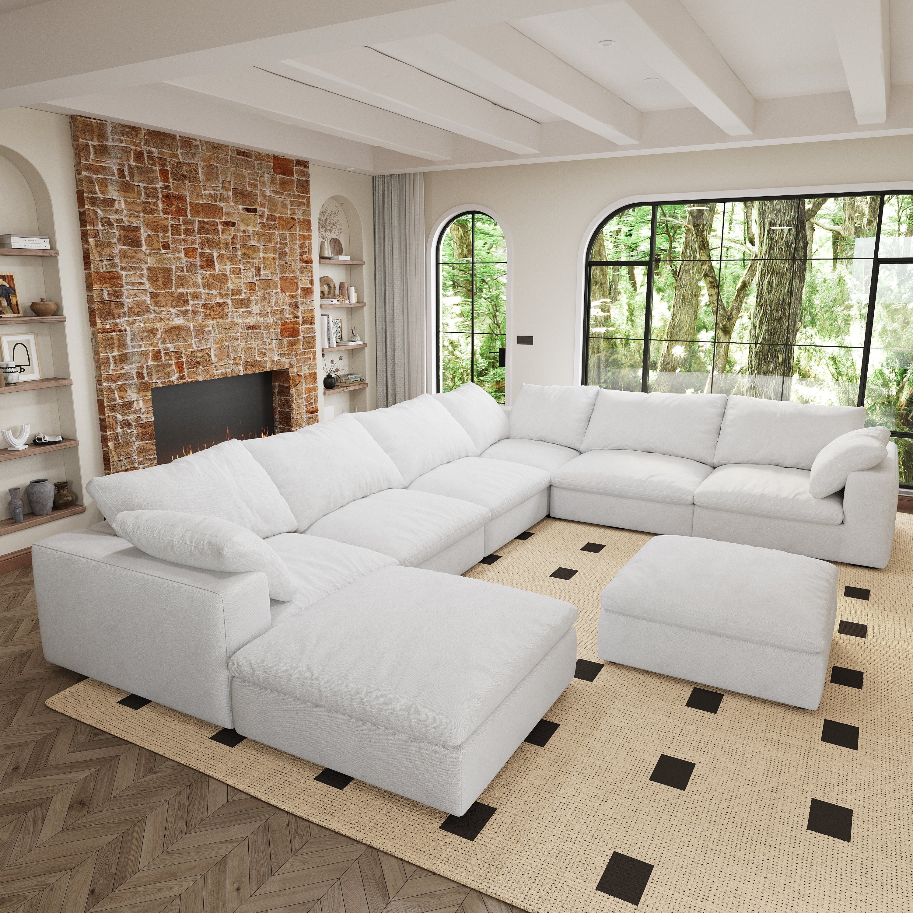Large size modular cloud sofa 8 seater down sofa bed apartment living room sofa 8seater Assmble Need