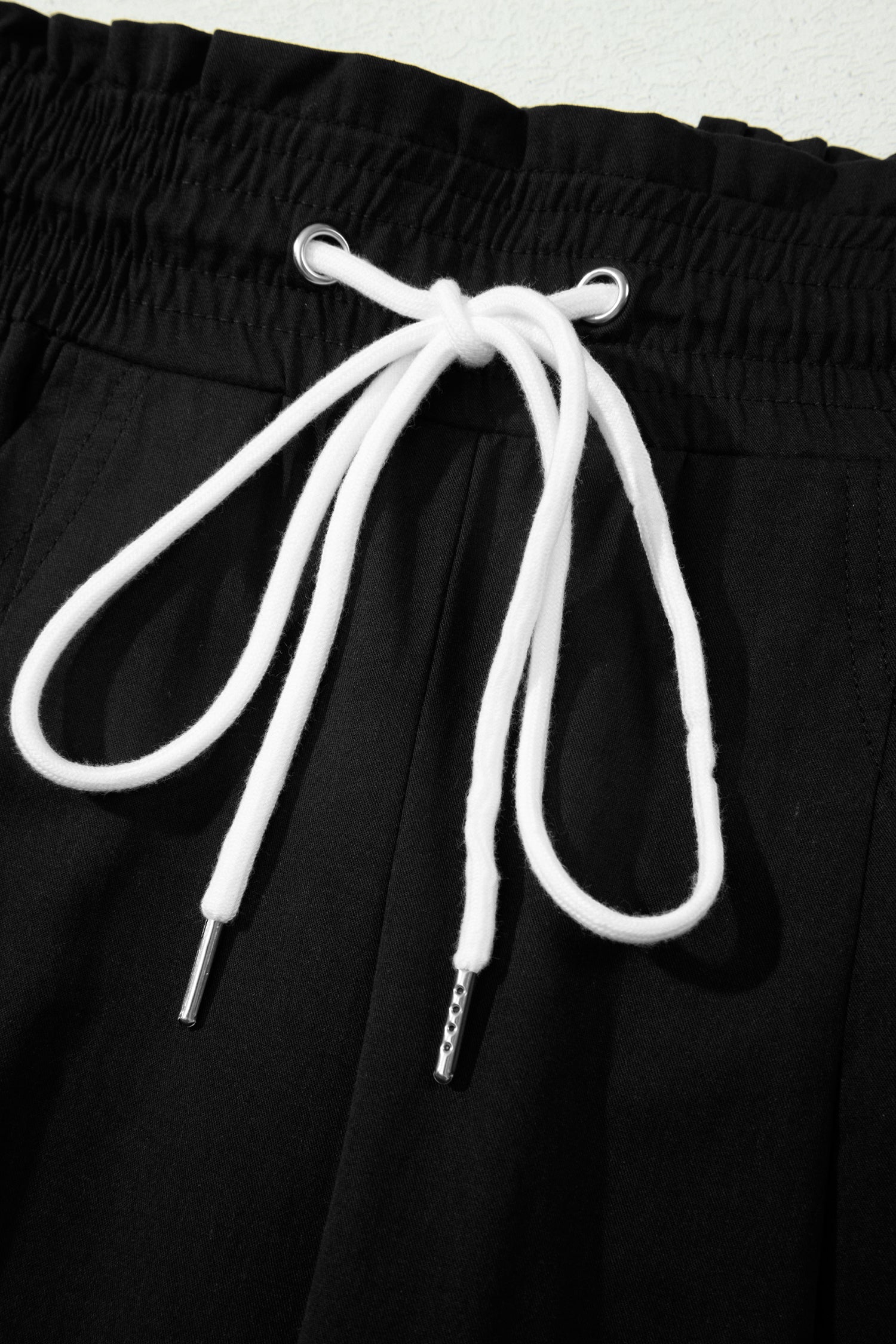 Stripe Smocked Waist Drawstring Cropped Pants