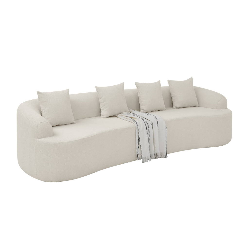 Curved Modular Sectional Sofa in Lamb's Wool Fabric, Modern Minimalist Style, Compressed (No Assembly Required), Comfy for Living Room & Bedroom - Beige