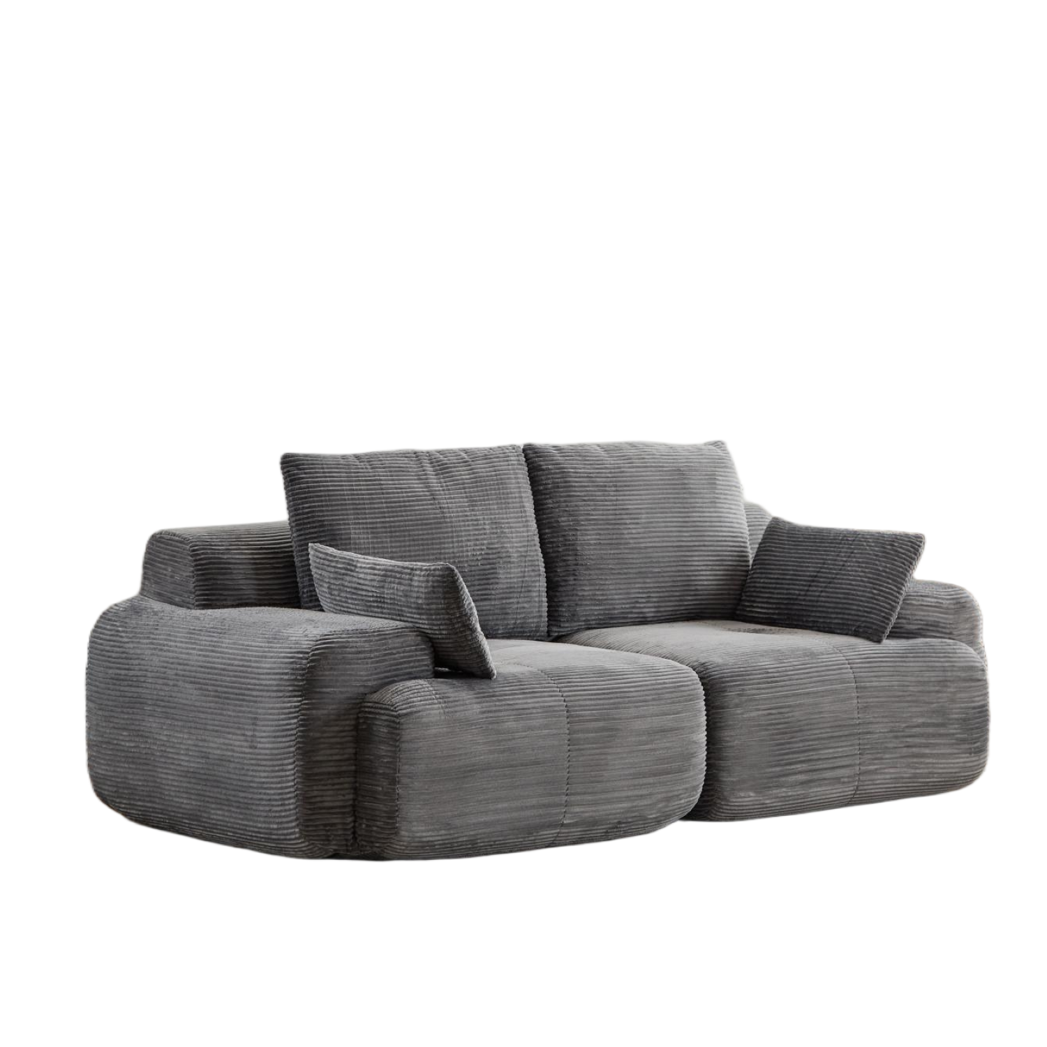 Modern Memory Foam Compressed Sofa,2 Seater Large Sectional Couches for Living Room,Pet-Friendly Cloud Modular Sectional Sofa,Corduroy Fabric,Extra Deep Loveseat,No Assembly required, Grey