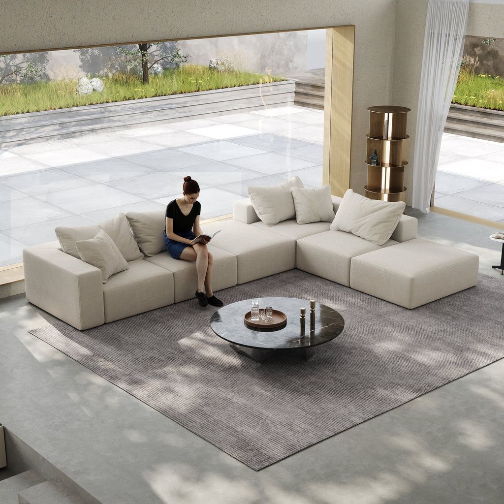 Oversized sponge cloud sofa,Modern Upholstered Sectional Sofa Couch Set,Modular 162' L Shaped Sectional Living Room Sofa Set With 6 Pillows,Free Combination Sofa Couch for Living Room,Bedroom
