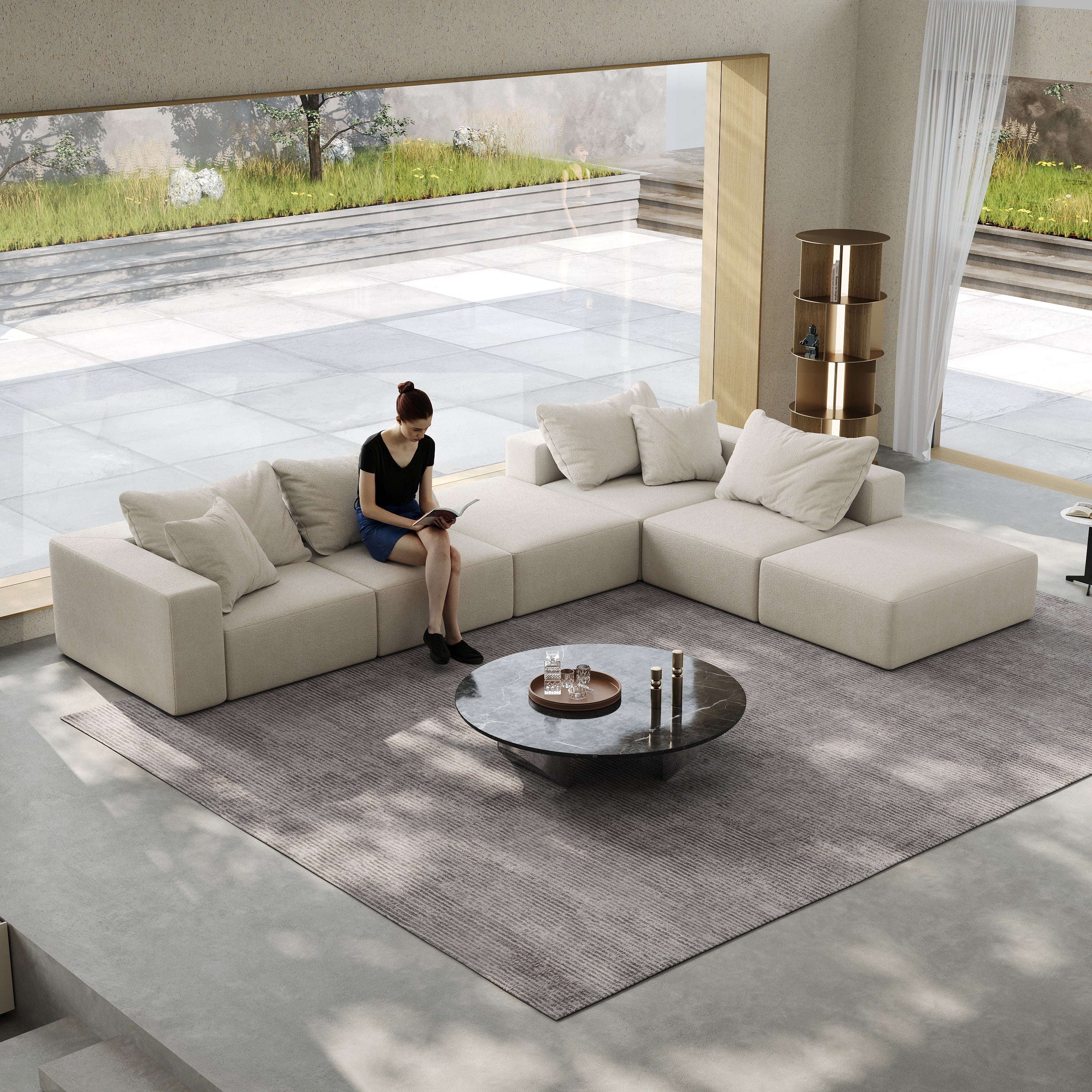 Oversized sponge cloud sofa,Modern Upholstered Sectional Sofa Couch Set,Modular 162' L Shaped Sectional Living Room Sofa Set With 6 Pillows,Free Combination Sofa Couch for Living Room,Bedroom
