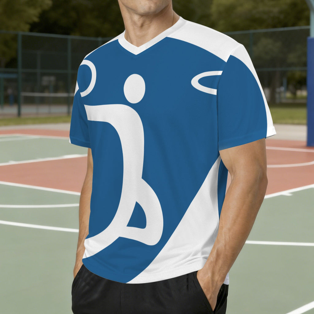 Blue Basketball Men's V-Neck Jersey