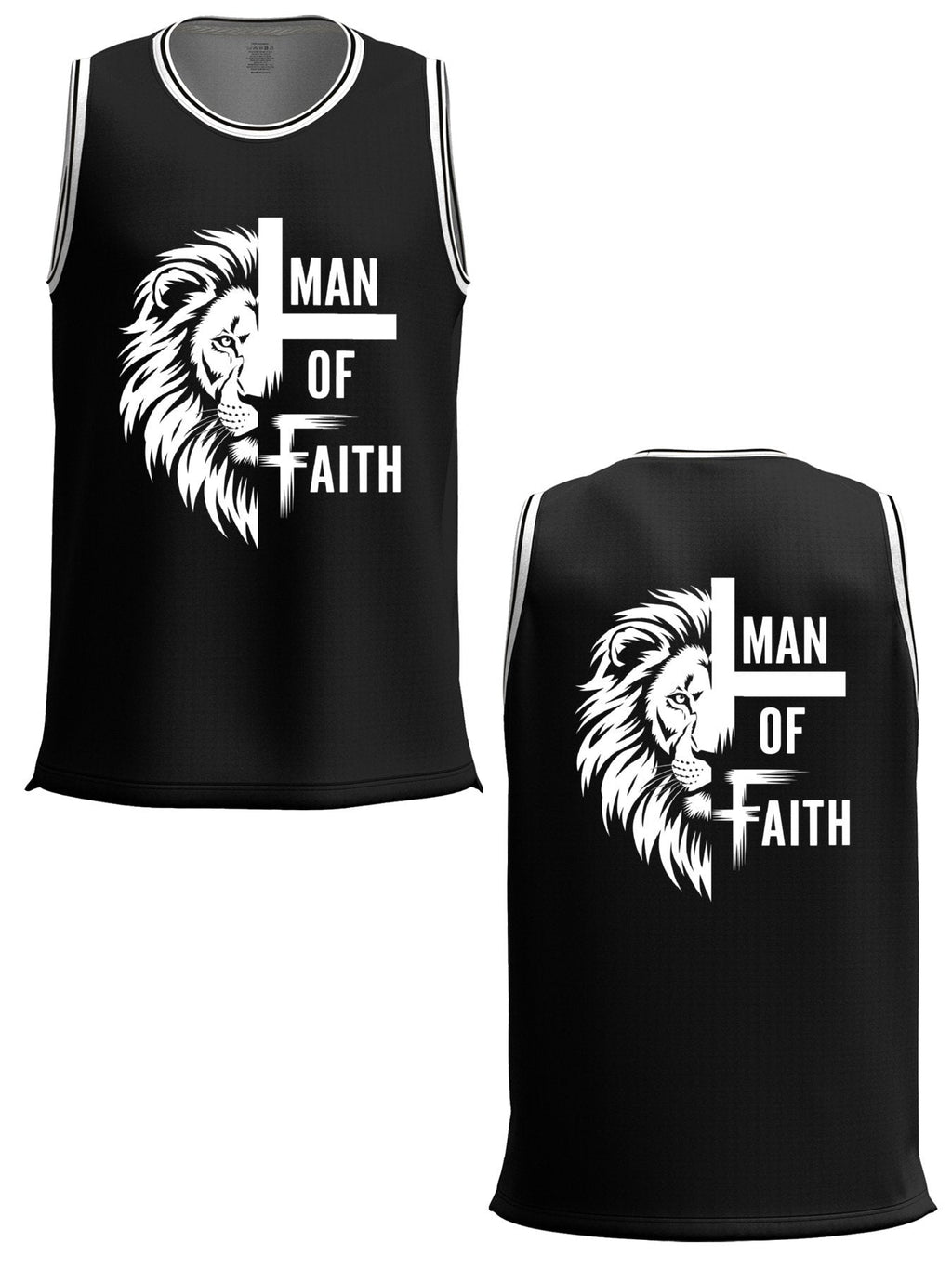 Man of Faith Adult Black Basketball Jersey | Front & Back Printing