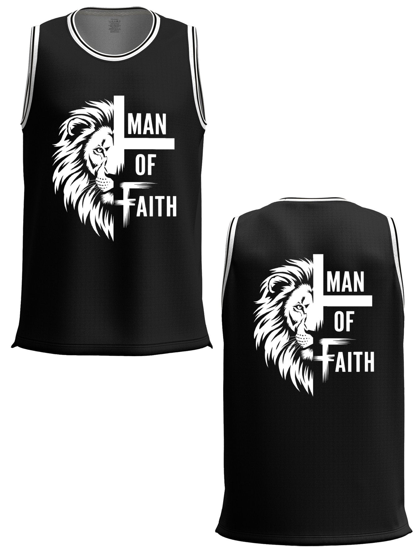 Man of Faith Adult Black Basketball Jersey | Front & Back Printing