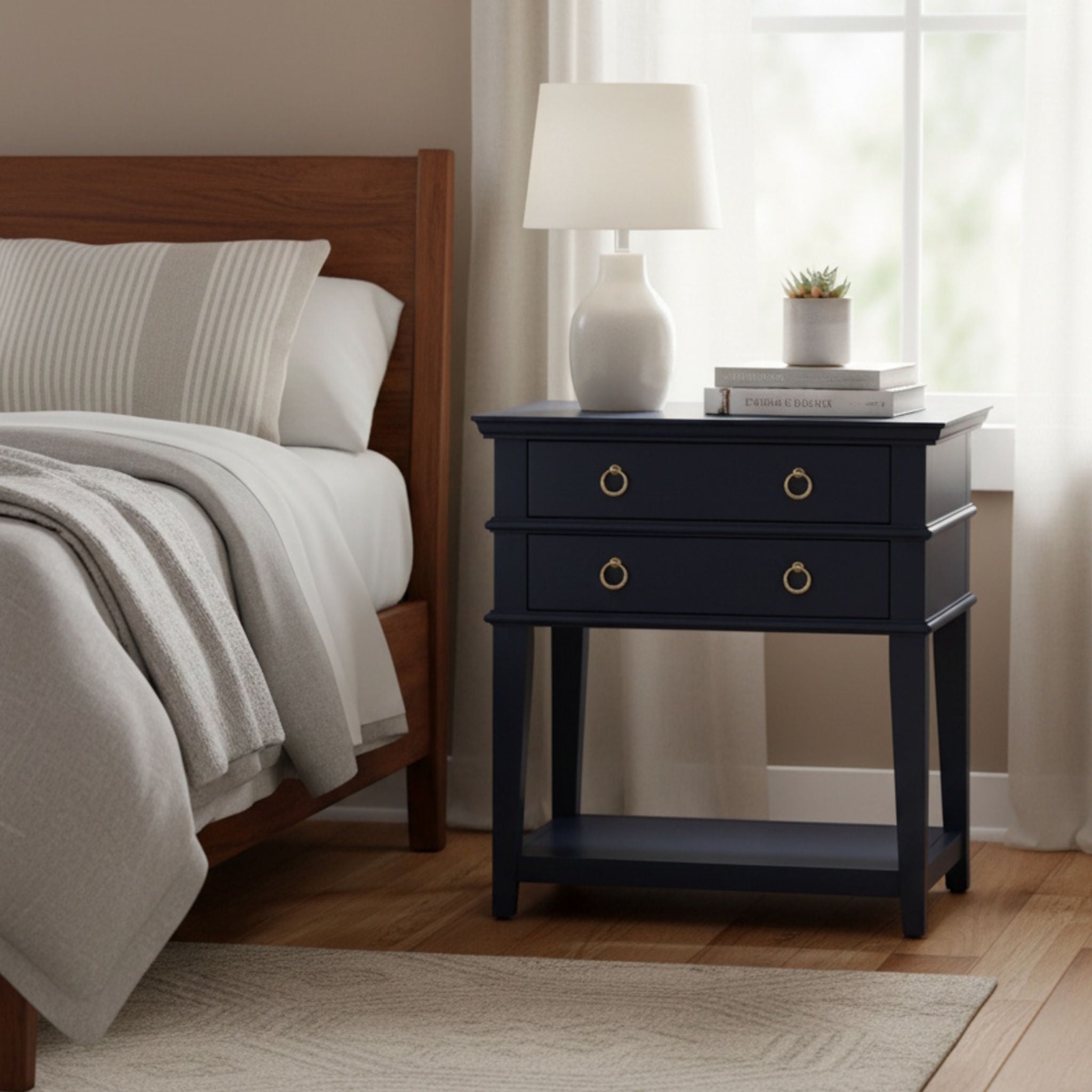 Carmona - 2 Drawer Tray Top Nightstand Pulls