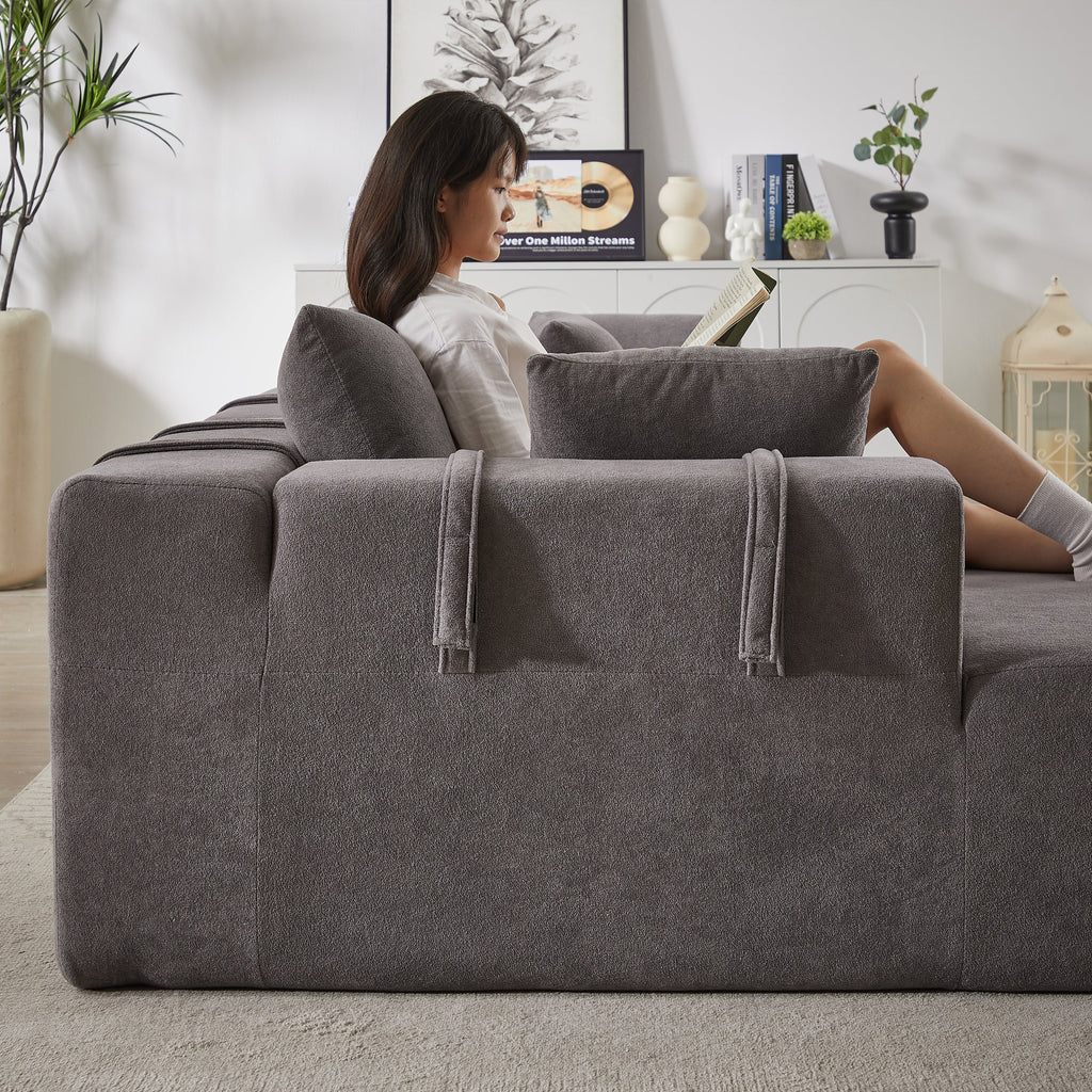 Modern Chenille Upholstered Sectional Sofa Couch Set,Modular 108' L Shaped Sectional Living Room Sofa Set With 6 Pillows,Free Combination Sofa Couch for Living Room,Bedroom(Left Chaise)W834P240001