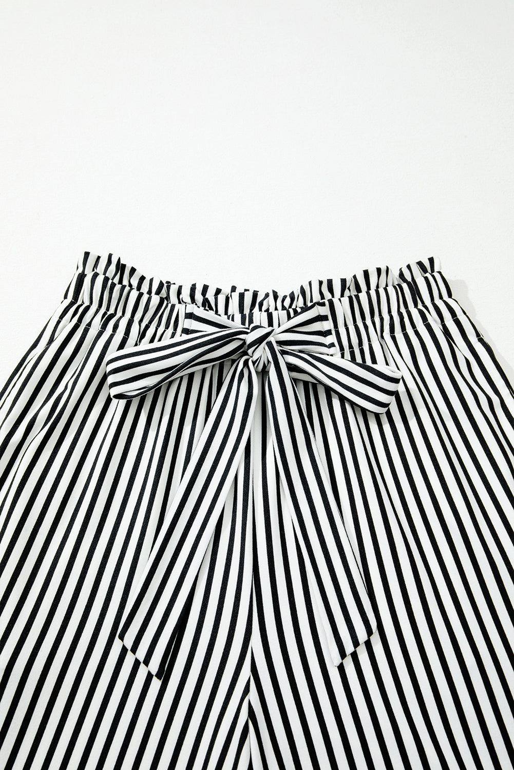 Stripe Tied High Waist Straight Leg Pants