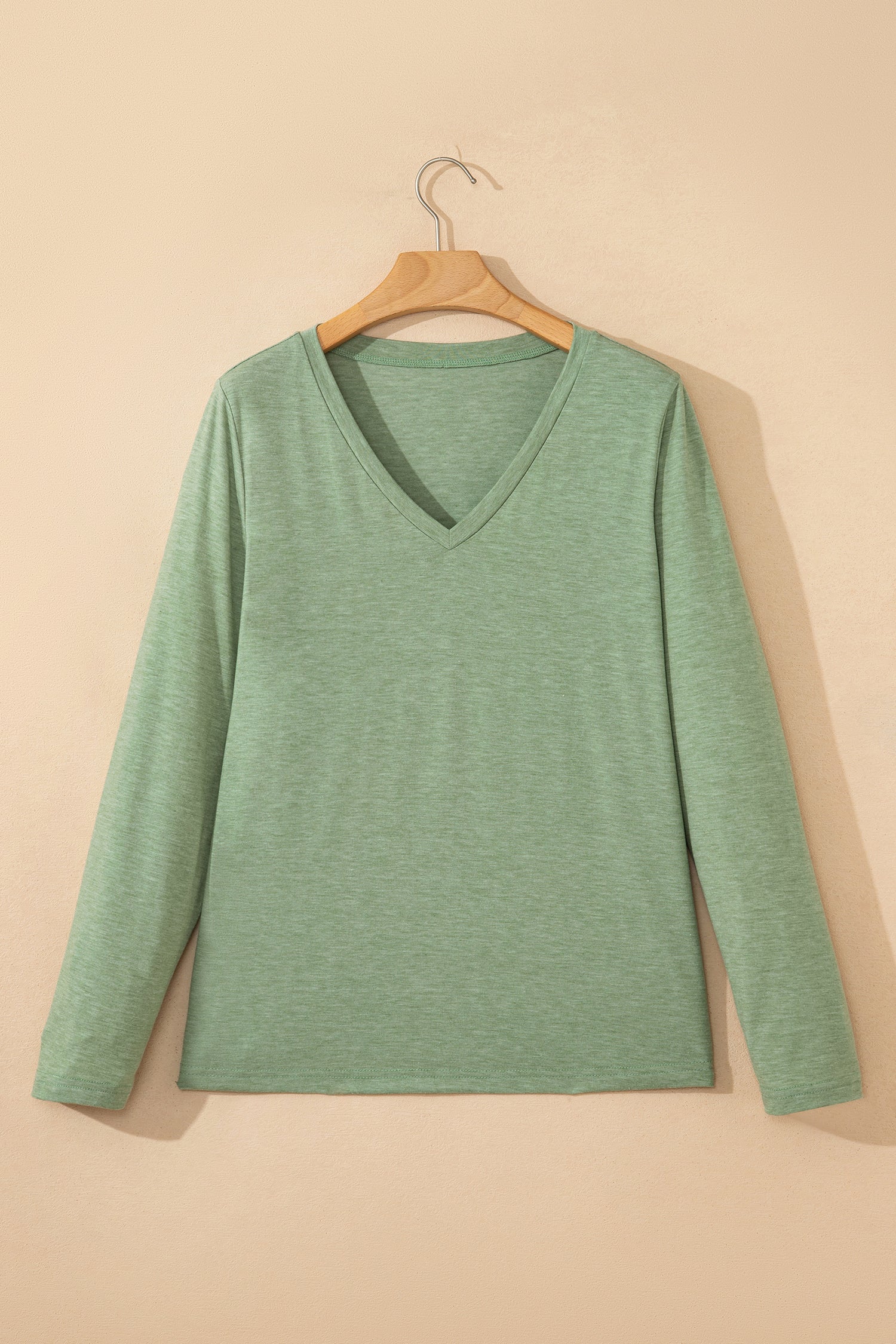 Solid V-Neck Long Sleeve Knit Top