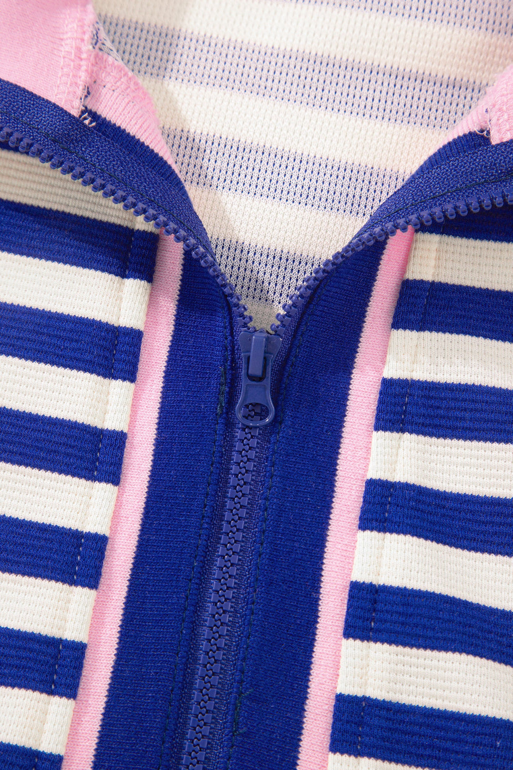 Stripe Textured Zip Collar Top & Skort Set