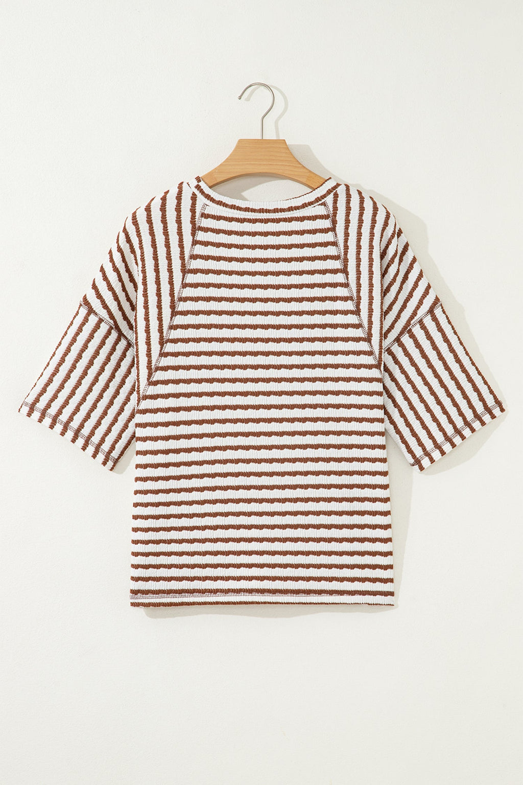 Stripe Textured Knit 3/4 Sleeve Top