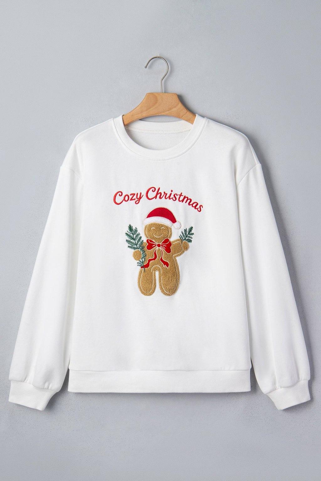 Cozy Christmas Gingerbread Embroidered Sweatshirt