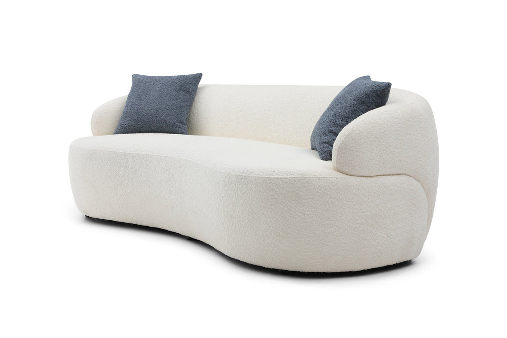 Mid Century Modern Curved Sofa, 3 Seat Cloud couch Boucle sofa Fabric Couch for Living Room, Bedroom, Office Beige