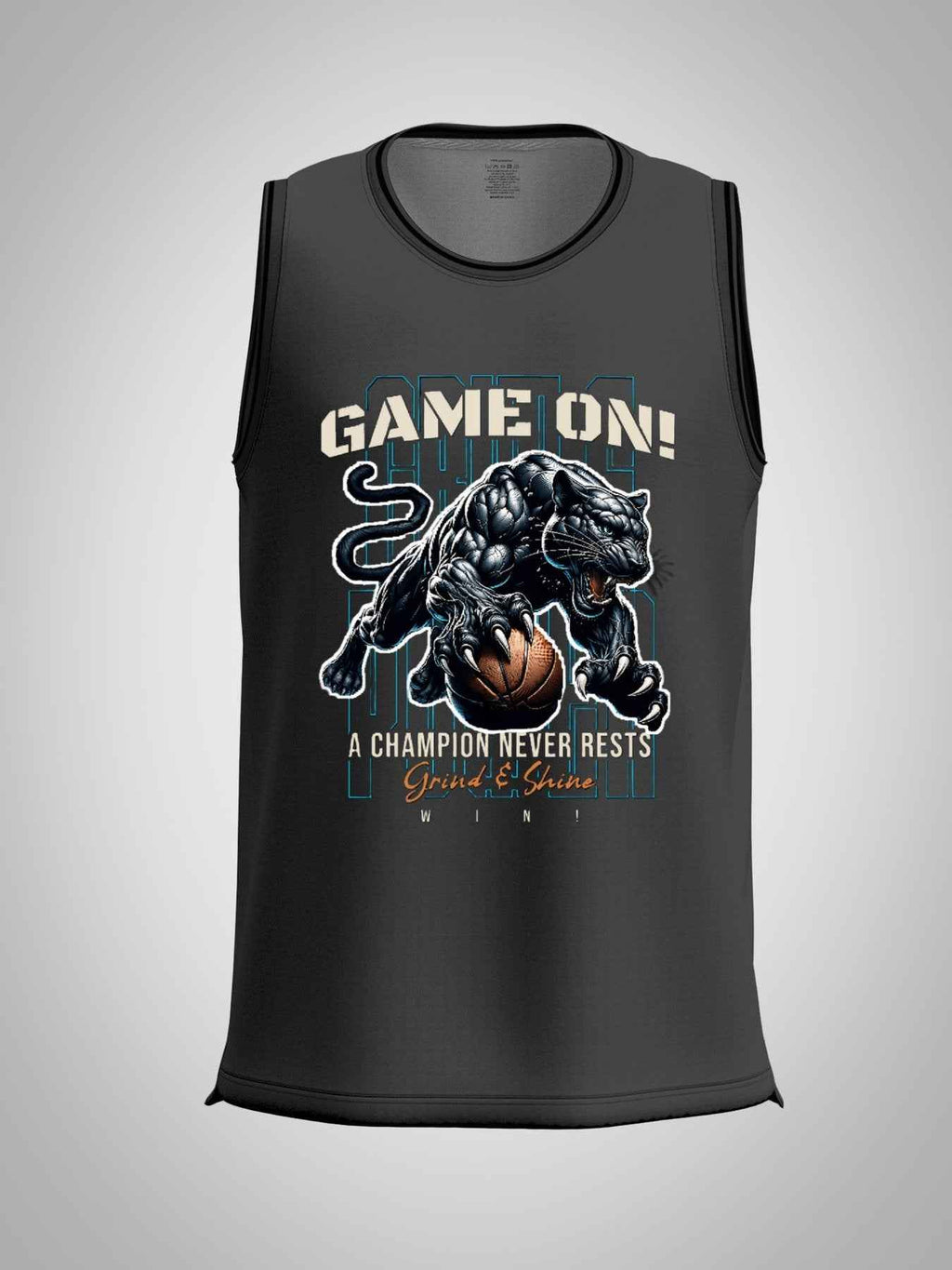 Game On! Grind & Shine Jaguar Dark Grey Basketball Jersey - Front & Back Printing
