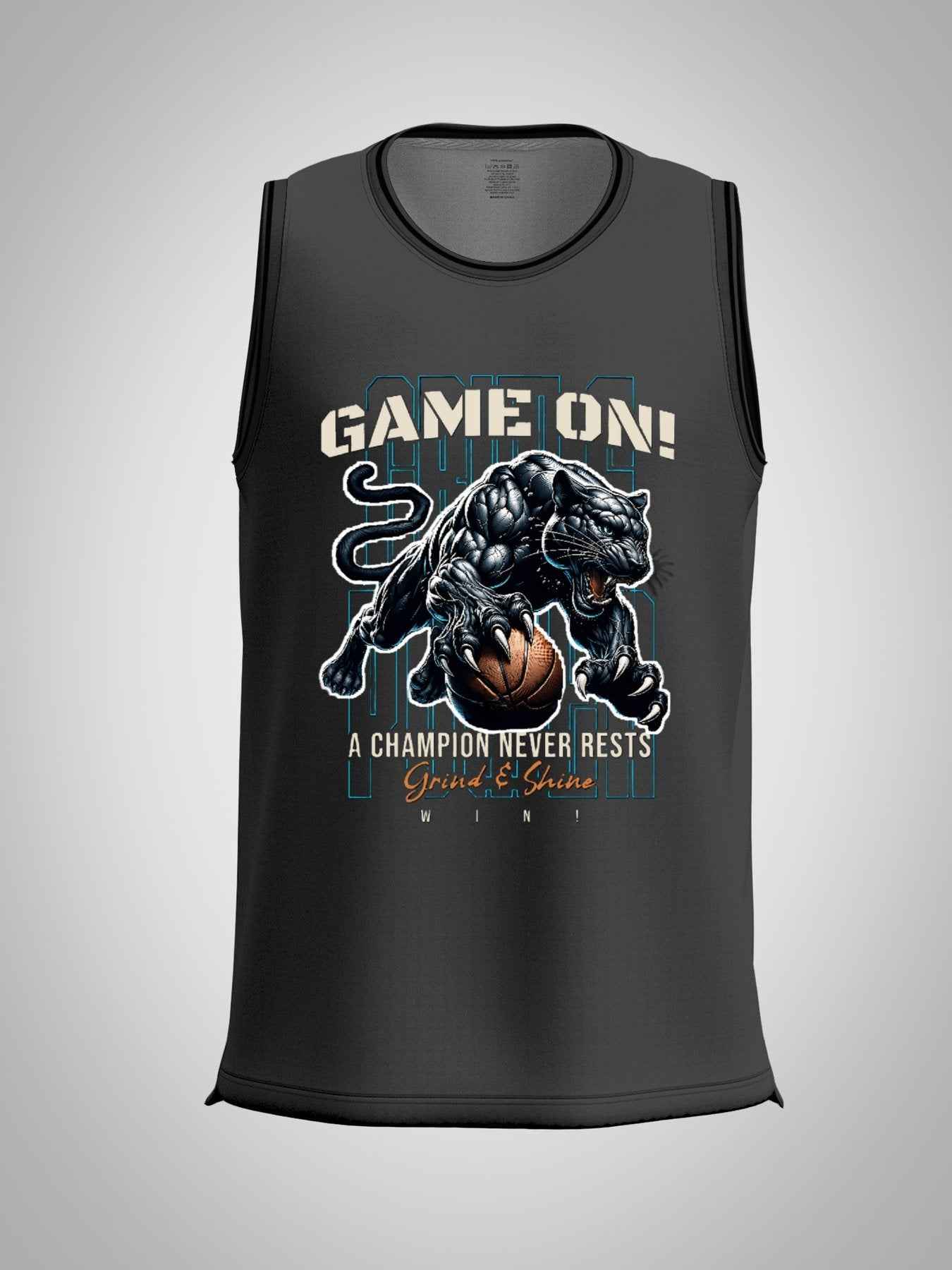 Game On! Grind & Shine Jaguar Dark Grey Basketball Jersey - Front & Back Printing