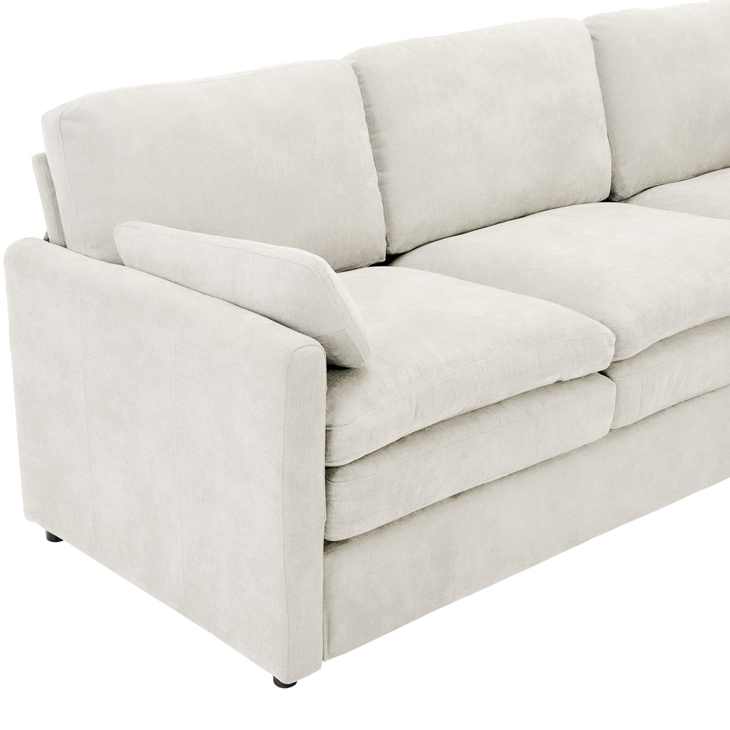 Cozy Upholstered Loveseat Sofa with Double Cushion Design in Beige Chenille, 68.1'