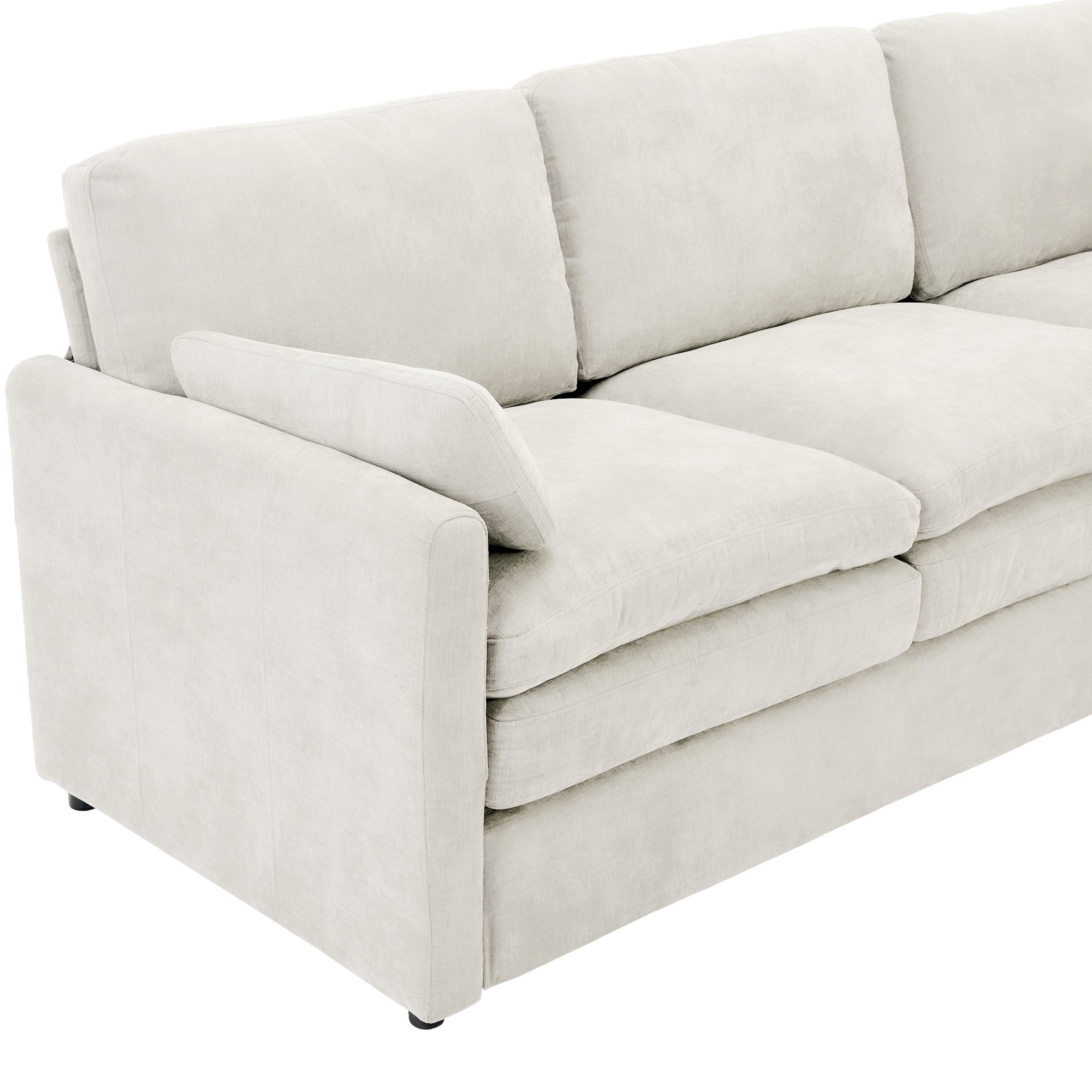 Cozy Upholstered Loveseat Sofa with Double Cushion Design in Beige Chenille, 68.1'