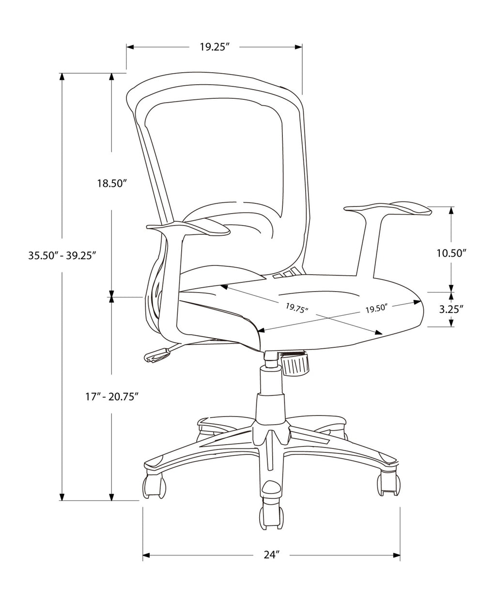 Office Chair, Adjustable Height, Swivel, Ergonomic, Armrests, Computer Desk, Work, Black Mesh, Black Metal, Contemporary, Modern