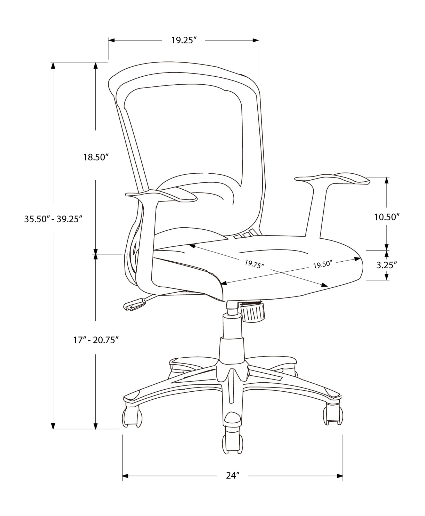 Office Chair, Adjustable Height, Swivel, Ergonomic, Armrests, Computer Desk, Work, Black Mesh, Black Metal, Contemporary, Modern
