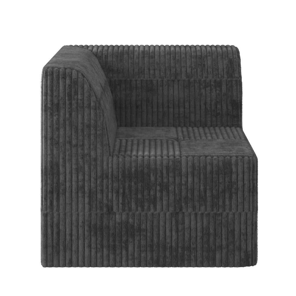 U shape Modular Sectional Sofa, Compressed Sectional Sofa Modern Minimalist Style Corduroy Couch, Sleeper Sofa for Living Room, Bedroom, Comfy Compressed Sofa Couch Space-Efficient Design-GREY