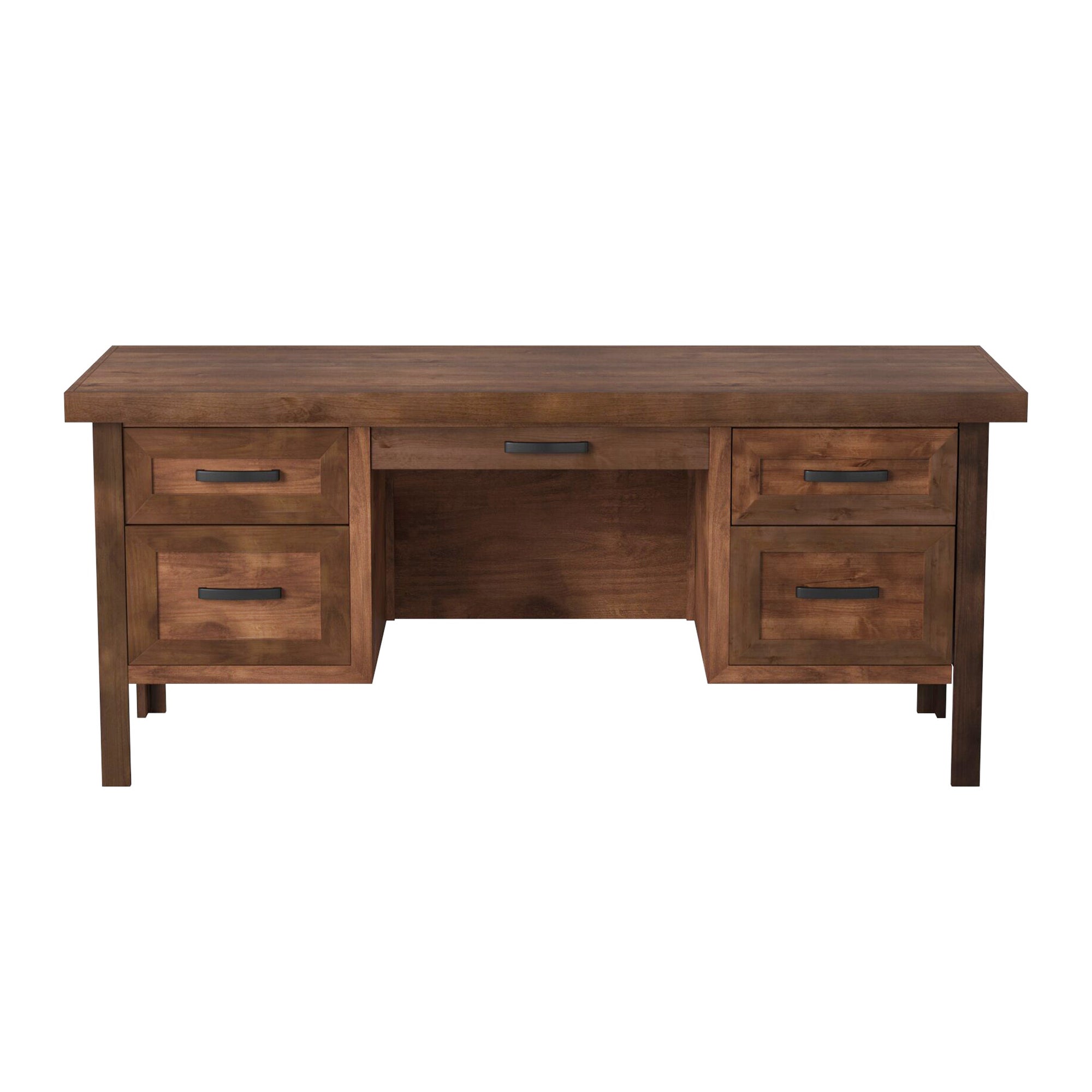 71 inch Executive Desk, No Assembly Required, Whiskey Finish