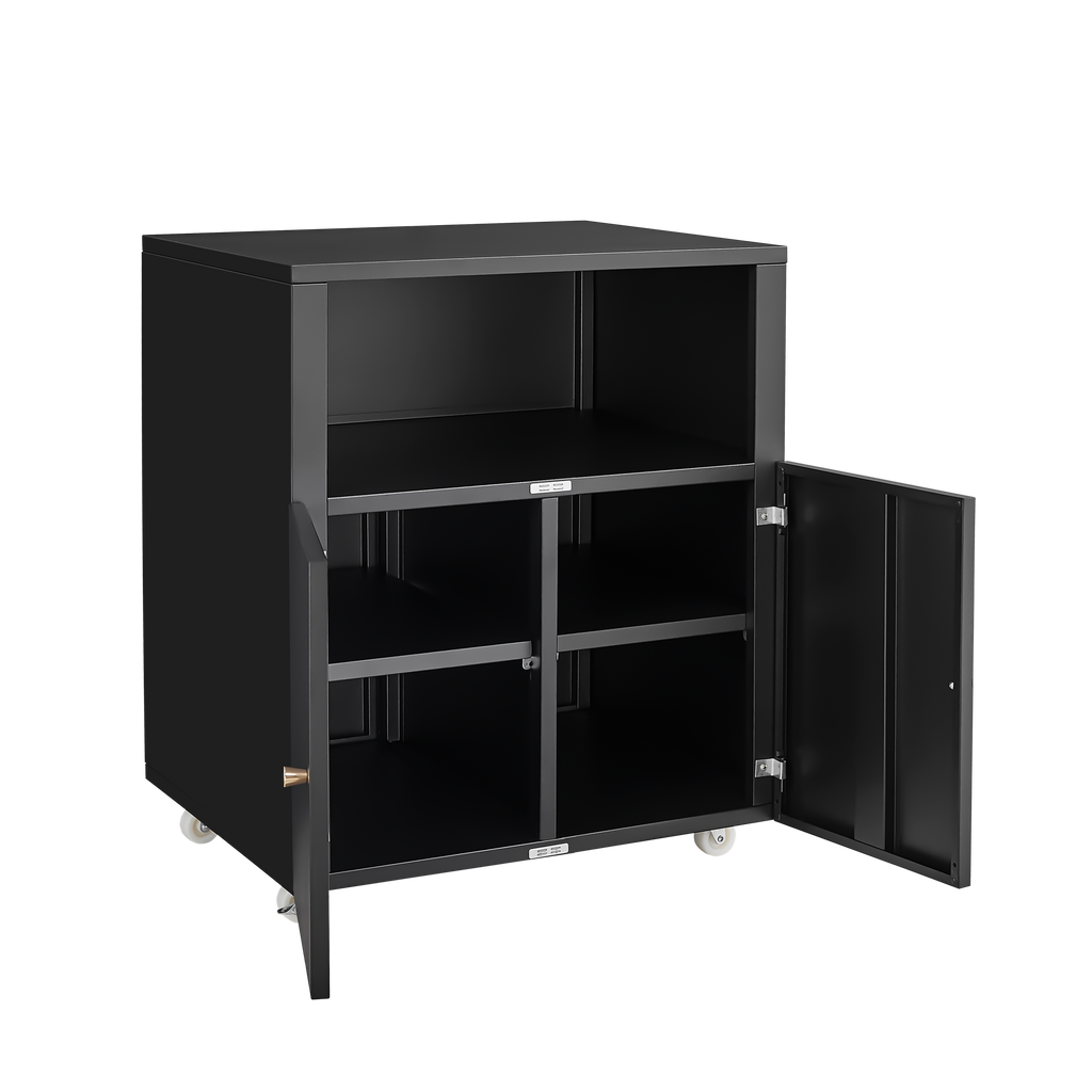 Home Office Printer Stand with Wheels, Printer Tables with File door  Mobile Lateral Filing Cabinet with Open Storage Shelf for Letter/Legal/A4 Size Files,