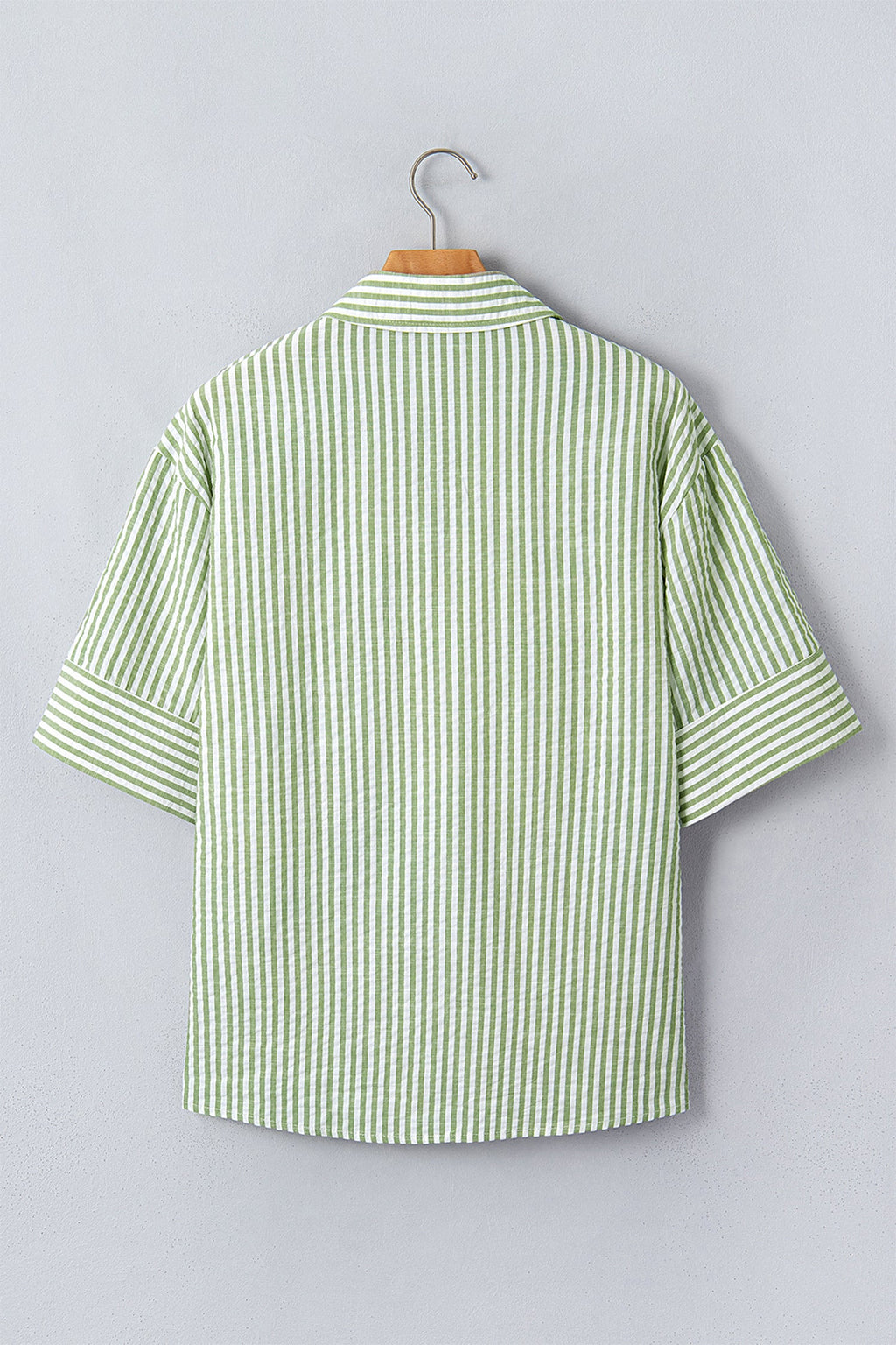 Stripe Collared V-Neck 3/4 Sleeve Blouse