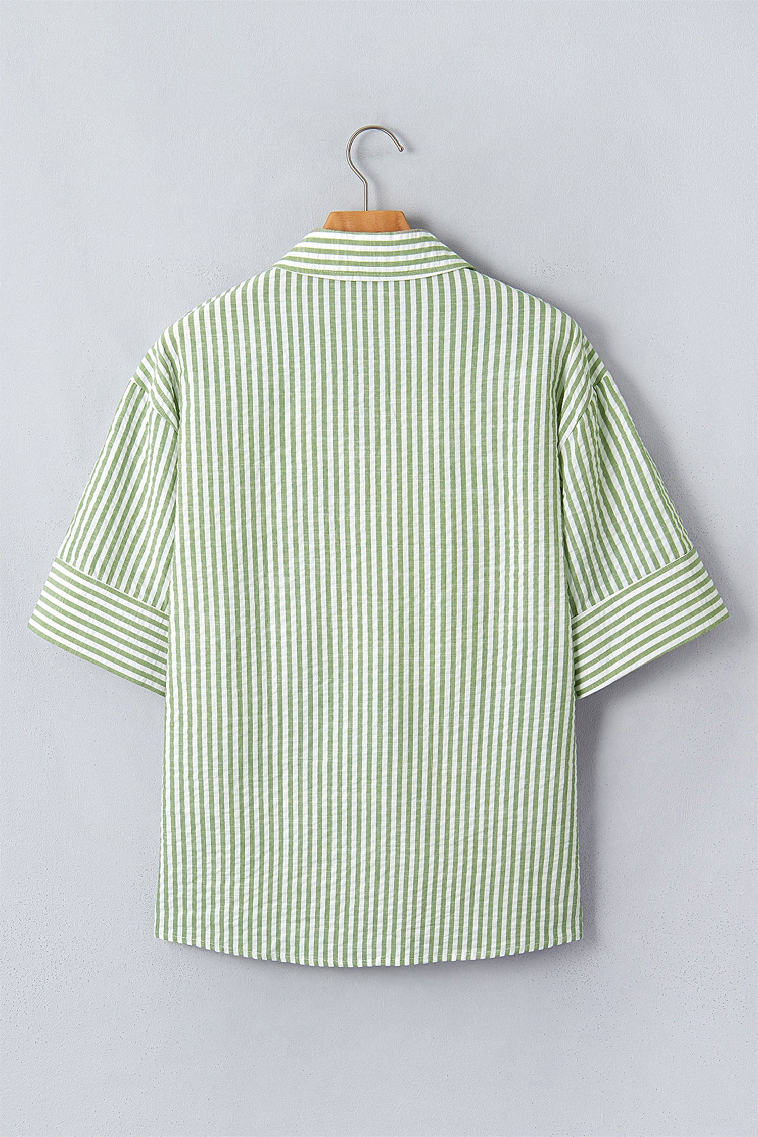 Stripe Collared V-Neck 3/4 Sleeve Blouse