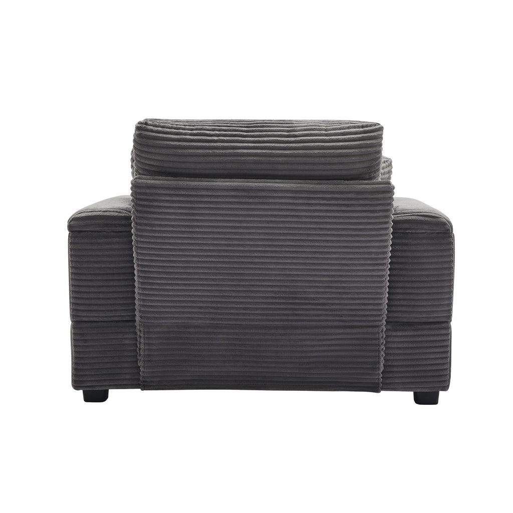 [VIDEO/New]Corduroy Upholstered Chaise Lounge Sofa with Handrail storage ,Movable ottoman,Cupholders,Detachable Cushions Deep Seat for Living Room Office,3 colour