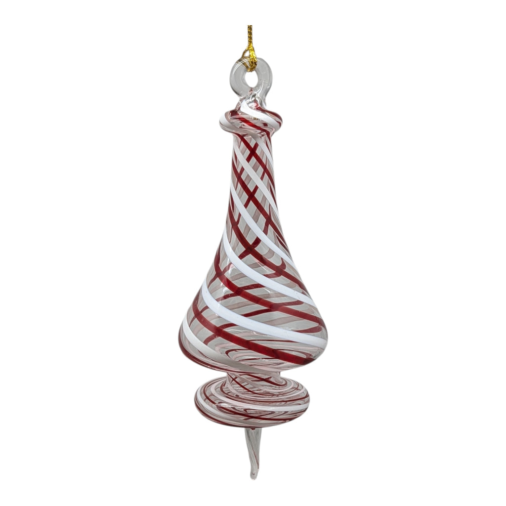 Peppermint Striped Cone Glass Ornament