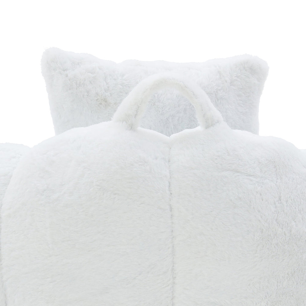 Giant Bean Bag Chair withFootstool, Oversized Bean Bag  for Adults and Kids, Faux Fur Shell-Shaped Large Chair with Filler, Stuffed Big Accent Sofa,  Floor Sofa for Gaming,Reading Living Room Bedroom